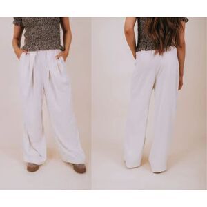 Free People Women Size XS Khaki Nothing To Say Pleated Trouser Wide Leg Pants